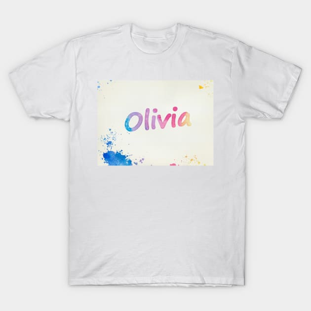 Olivia Rainbow Watercolor Splatters T-Shirt by Christine aka stine1